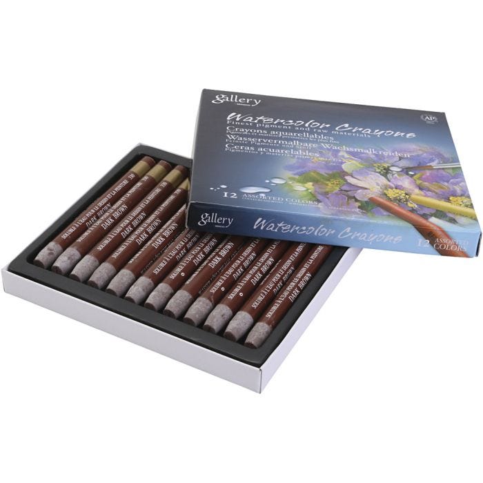 Watercolor Crayons, dark brown, 12 pc/ 1 pack