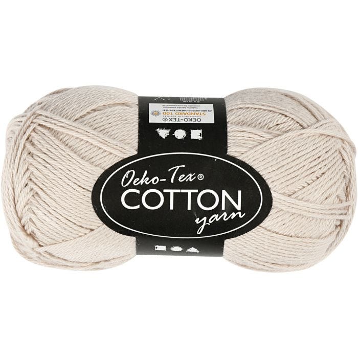 Cotton Yarn, no. 8/4, L: 170 M, sand, 50 g/ 1 ball
