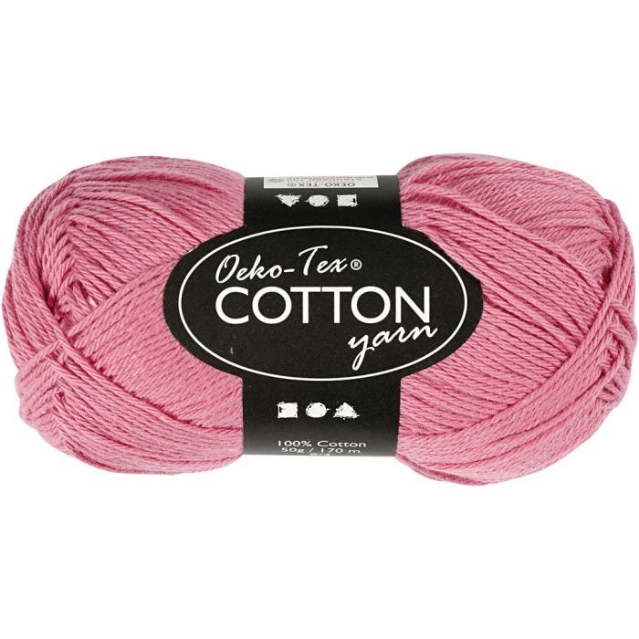 Cotton Yarn, no. 8/4, L: 170 M, dark rose, 50 g/ 1 ball
