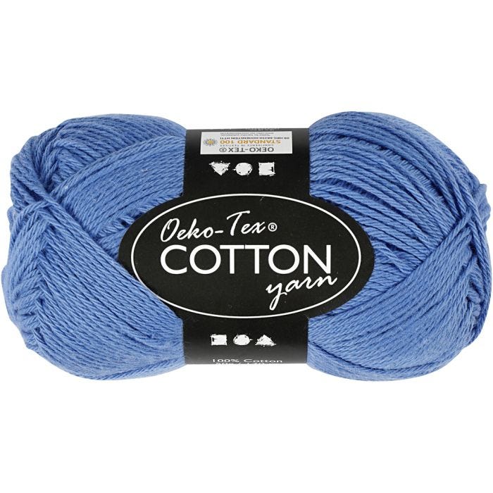Cotton Yarn, 8/4, L: 170 M, blue, 50g/ 1 ball