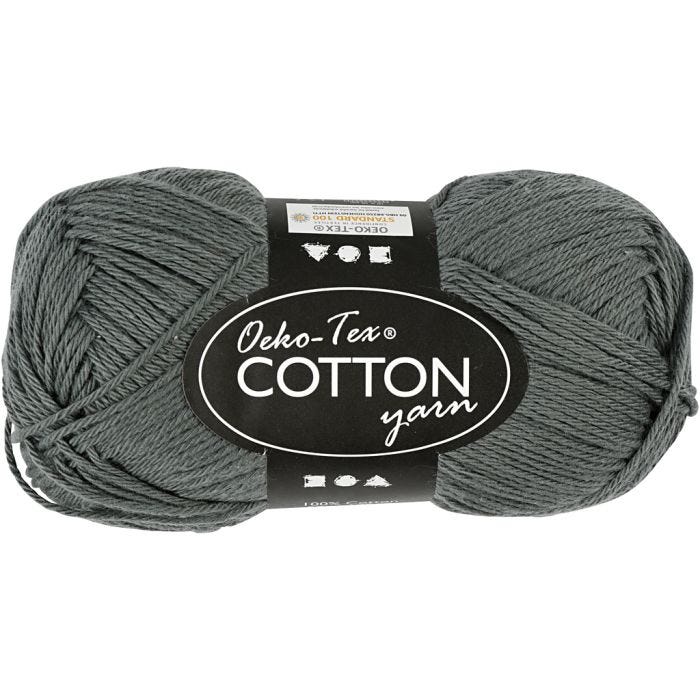 Cotton Yarn, 8/4, L: 170 M, grey, 50g/ 1 ball