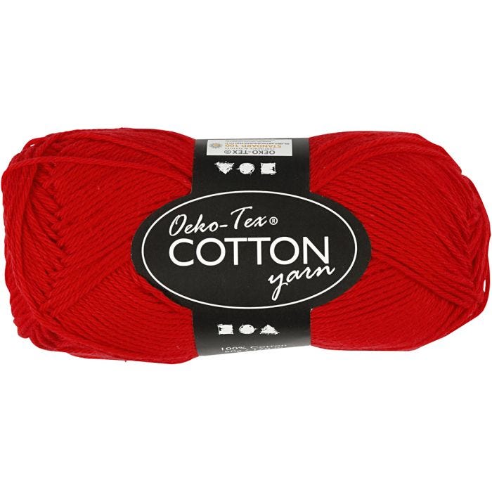 Cotton Yarn, no. 8/4, L: 170 M, dark red, 50 g/ 1 ball