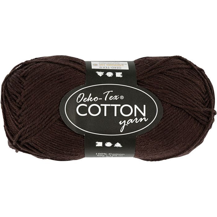 Cotton Yarn, no. 8/4, L: 170 M, dark brown, 50 g/ 1 ball