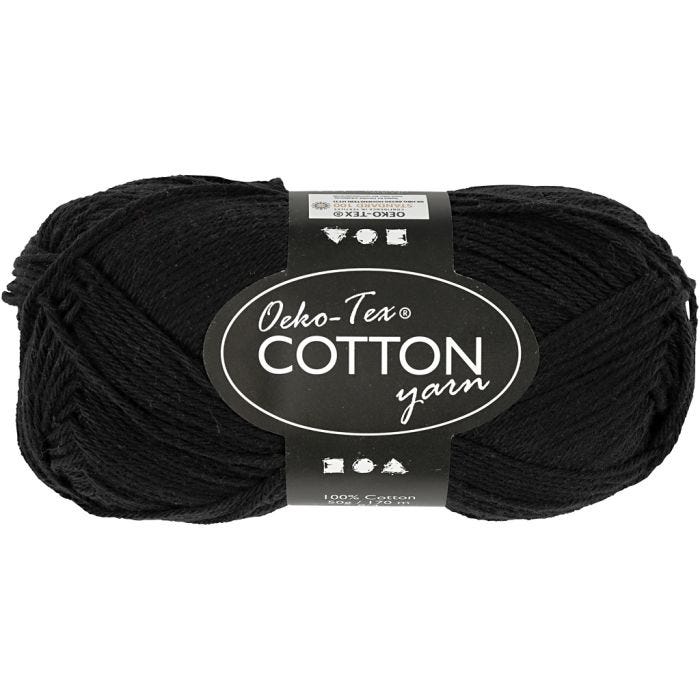 Cotton Yarn, no. 8/4, L: 170 M, black, 50 g/ 1 ball
