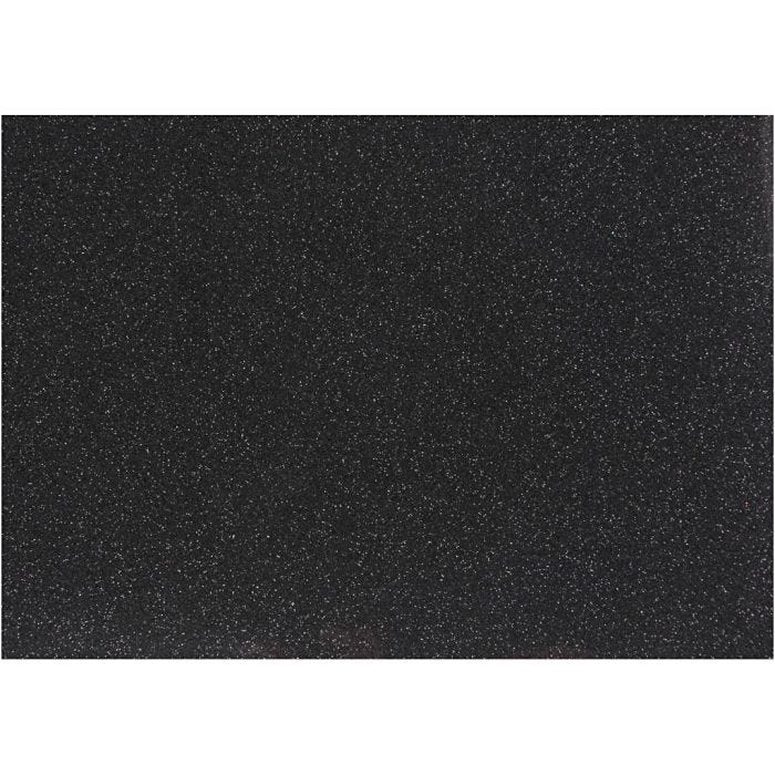 Iron on foil, A5, sheet 148x210 mm, glitter, black, 1 sheet