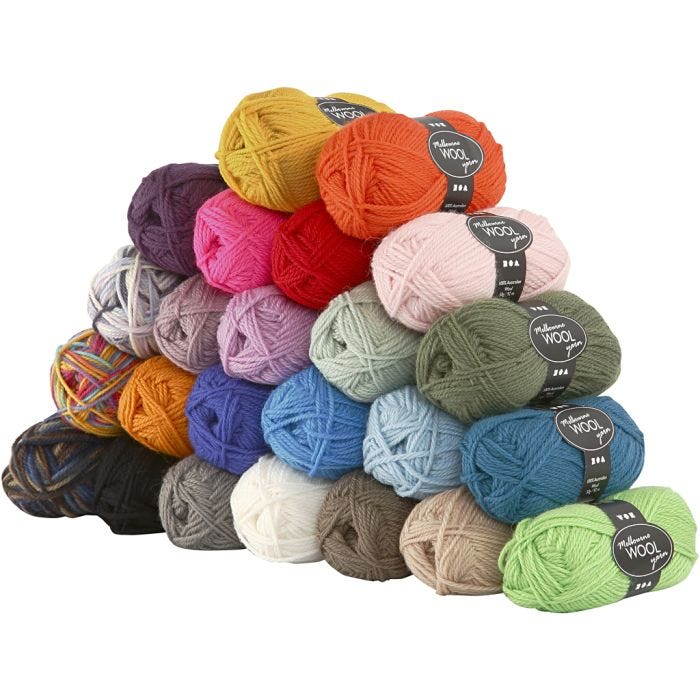 Melbourne Wool Yarn, L: 92 M, 24x50 g/ 1 pack
