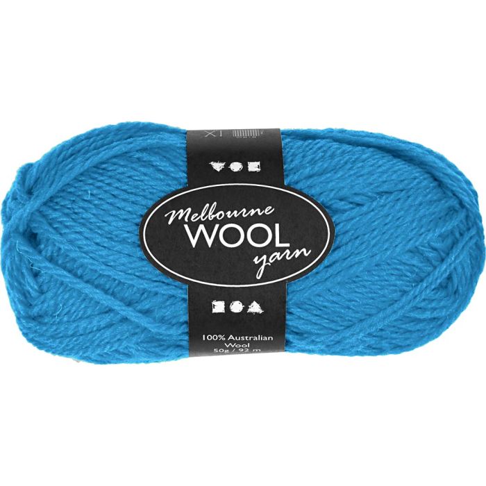 Melbourne Wool Yarn, L: 92 M, needle 4-5,5, light blue, 50 g/ 1 ball