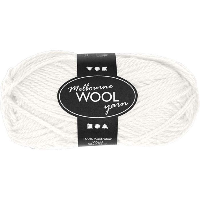 Melbourne Wool Yarn, 92 M, off-white, 50g/ 1 ball