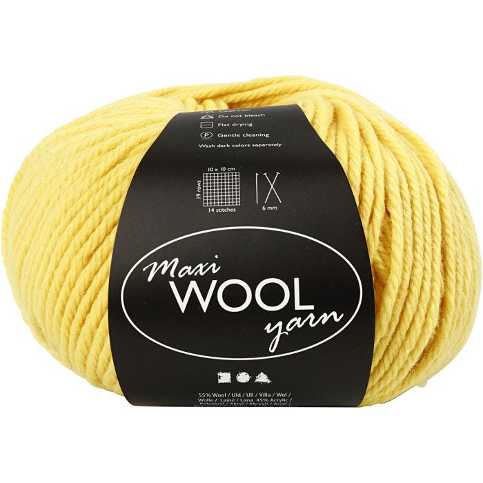 Wool Yarn, L: 125 M, yellow, 100 g/ 1 ball