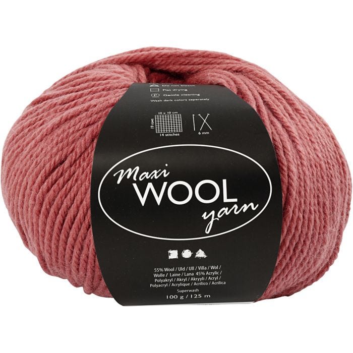 Wool Yarn, L: 125 M, dark rose, 100 g/ 1 ball