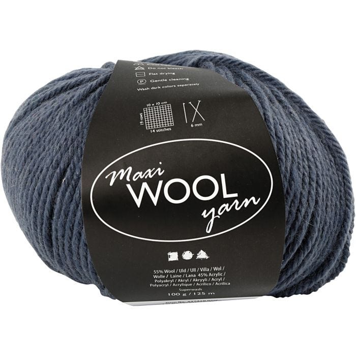 Wool Yarn, L: 125 M, blue, 100 g/ 1 ball