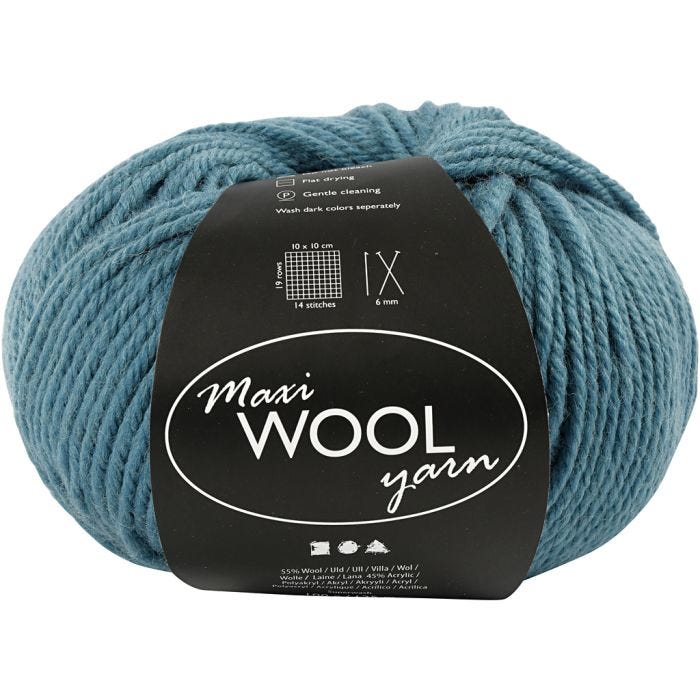 Wool Yarn, L: 125 M, petrol, 100 g/ 1 ball