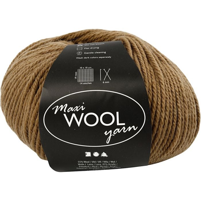 Wool Yarn, L: 125 M, light brown, 100 g/ 1 ball