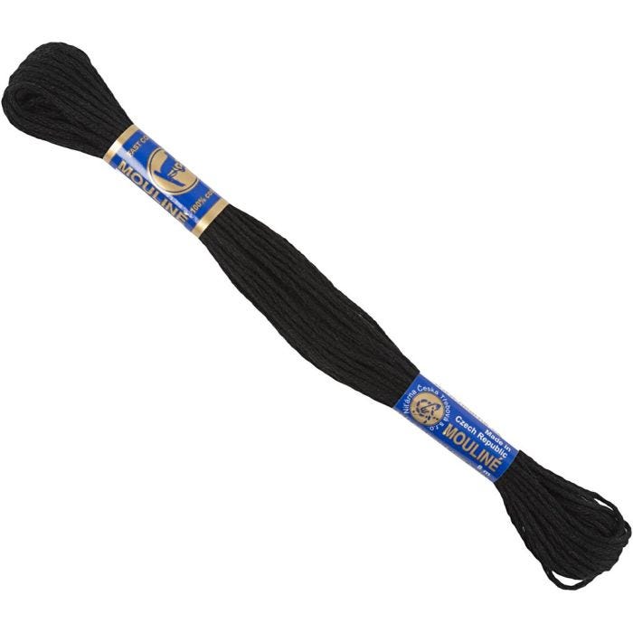 Embroidery Floss, black, 12x8 m/ 1 pack