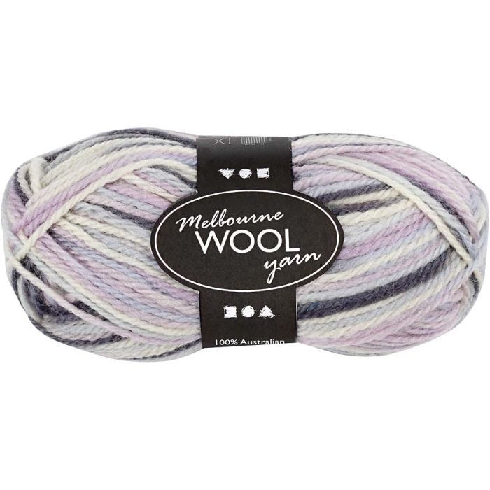 Melbourne Wool Yarn, L: 92 M, pastel lilac, 50 g/ 1 ball