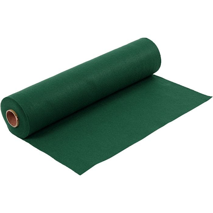 Craft felt, W: 45 cm, thickness 1,5 mm, 180-200 g, dark green, 5 m/ 1 roll