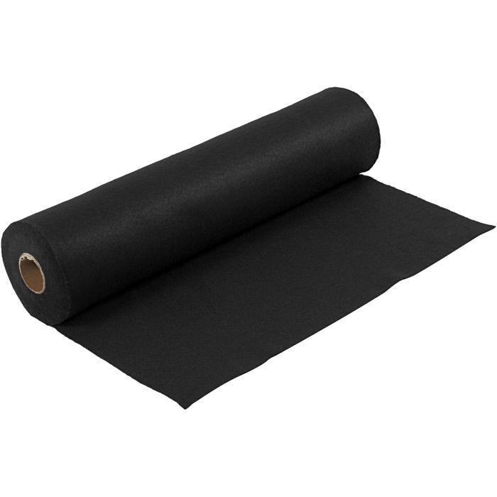 Craft felt, W: 45 cm, thickness 1,5 mm, 180-200 g, black, 5 m/ 1 roll