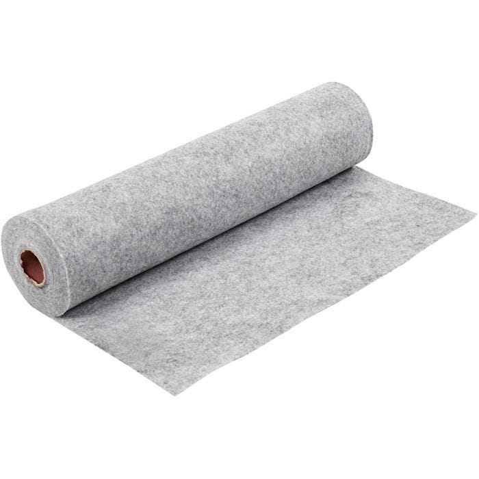 Craft felt, W: 45 cm, thickness 1,5 mm, textured, 180-200 g, grey, 5 m/ 1 roll
