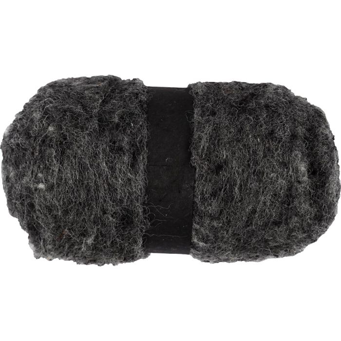 Carded Wool, dark grey, 100 g/ 1 bundle