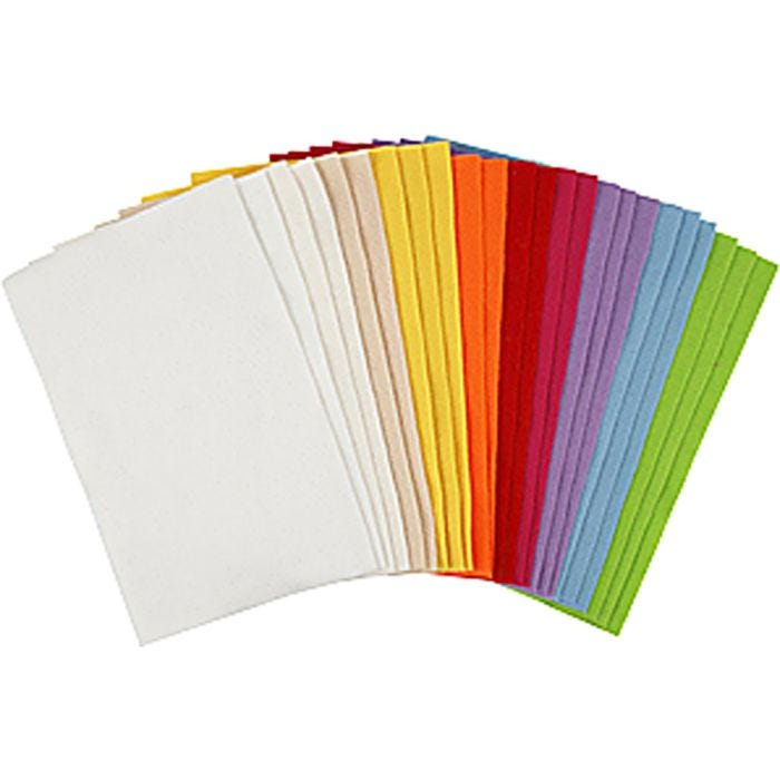 Craft Felt, 20x30 cm, thickness 1,5 mm, 180-200 g, assorted colours, 24 ass sheets/ 1 pack