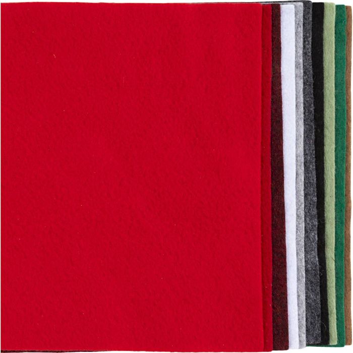 Craft felt, A4, sheet 210x297 mm, thickness 2 mm, christmas colours, 10 sheet/ 1 pack