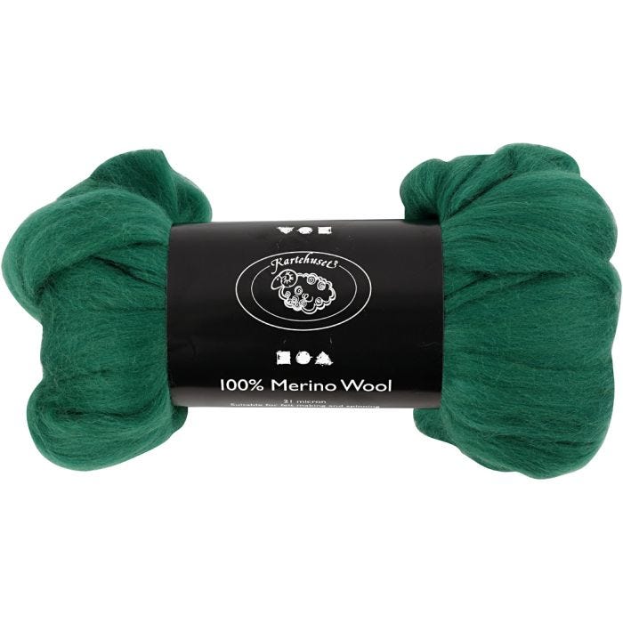 Merino Wool, thickness 21 my, green, 100 g/ 1 pack