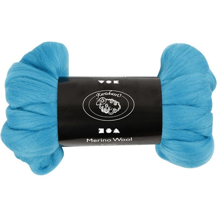 Merino Wool, thickness 21 my, turquoise, 100 g/ 1 pack