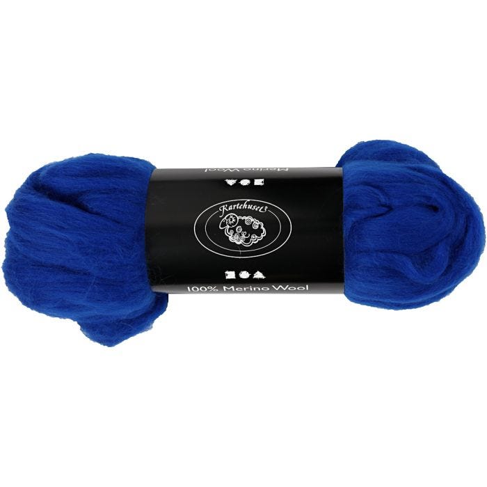 Merino Wool, thickness 21 my, royal blue, 100 g/ 1 pack