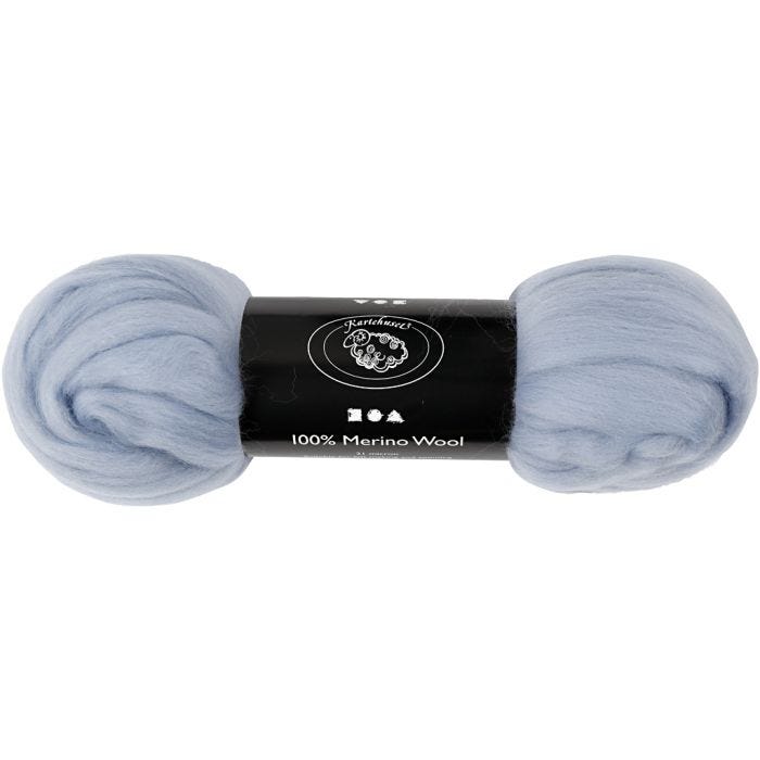 Merino Wool, thickness 21 my, ice blue, 100 g/ 1 pack