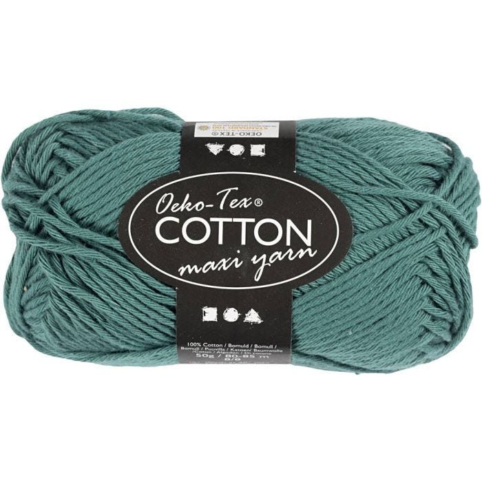 Cotton Yarn, no. 8/8, L: 80-85 M, petrol, 50 g/ 1 ball