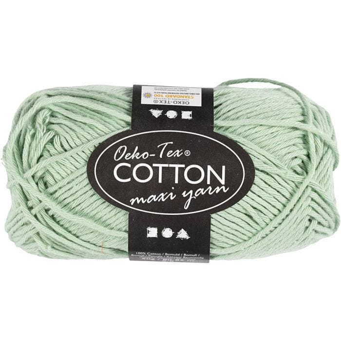 Cotton Yarn, no. 8/8, L: 80-85 M, mint green, 50 g/ 1 ball