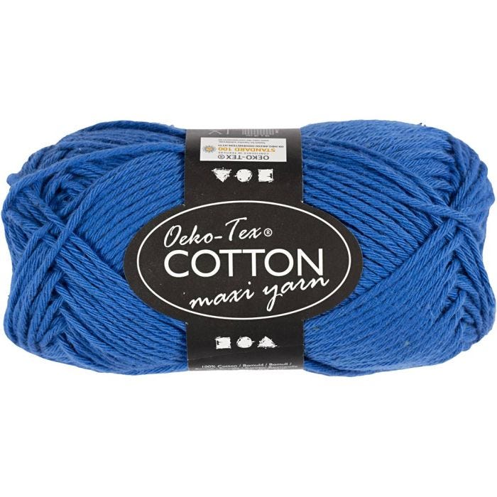 Cotton Yarn, no. 8/8, L: 80-85 M, cobalt blue, 50 g/ 1 ball