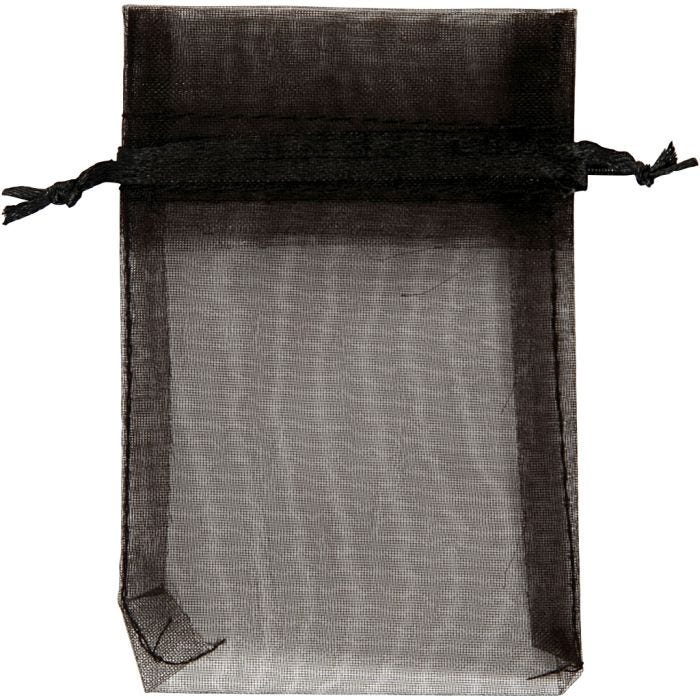 Organza Bags, size 7x10 cm, black, 10 pc/ 1 pack