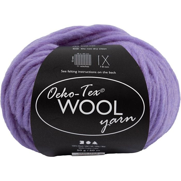 Wool yarn, L: 50 M, purple, 50 g/ 1 ball