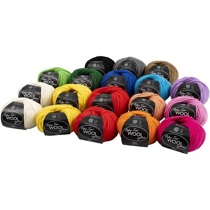 Wool yarn, L: 50 M, 18x50 g/ 1 ball