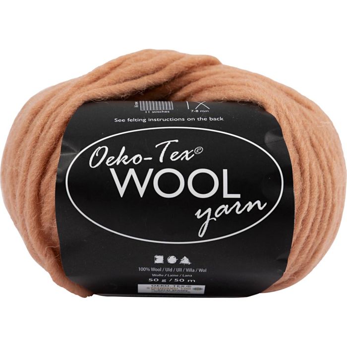 Wool yarn, L: 50 M, needle 8-9, beige, 50 g/ 1 ball