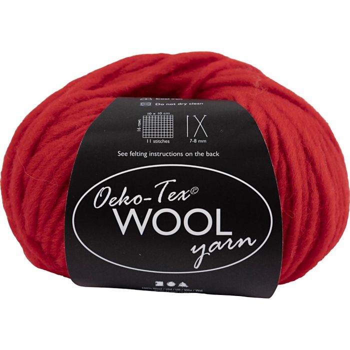 Wool yarn, L: 50 M, needle 8-9, red, 50 g/ 1 ball