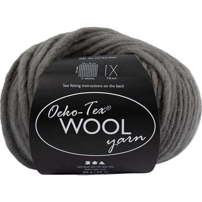 Wool yarn, L: 50 M, needle 8-9, grey, 50 g/ 1 ball
