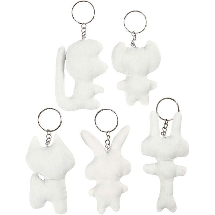 Fabric Figures with key rings, H: 6-10 cm, 5 pc/ 1 pack