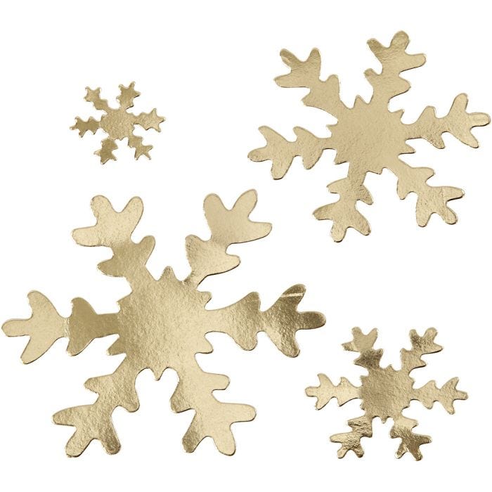Snowflake, dia. 3+5+8+10 cm, 350 g, gold, 16 pc/ 1 pack