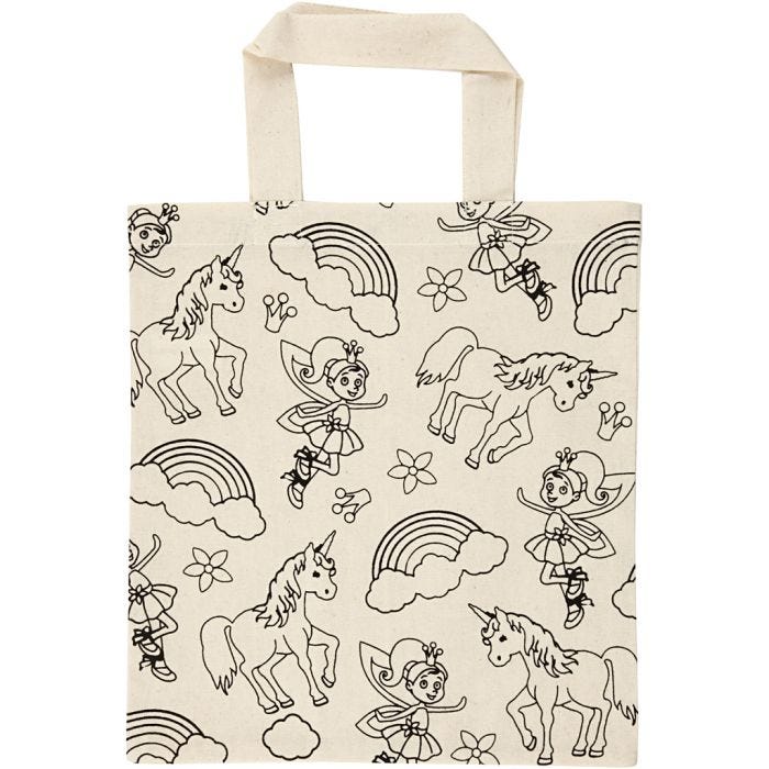 Tote bag, unicorn, size 27,5x30 cm, 135 g, light natural, 1 pc