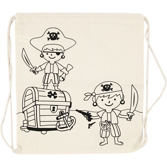 Gym Bag, pirates, size 37x41 cm, 110 g, light natural, 1 pc
