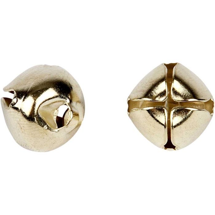 Bells, dia. 8+10+13 mm, gold, 18 asstd./ 1 pack