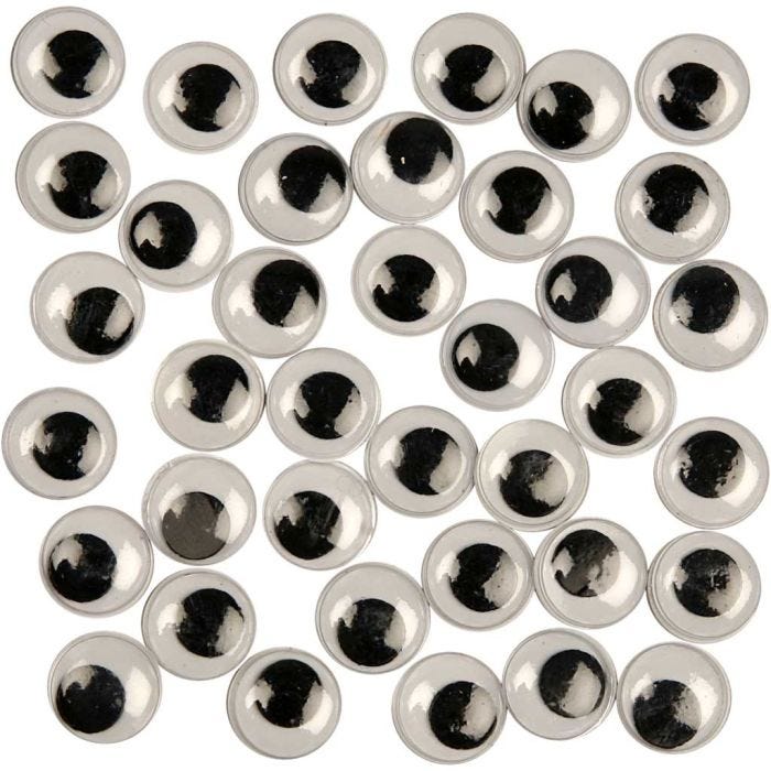 Wiggly Eyes, not sticky, dia. 12 mm, 1000 pc/ 1 pack