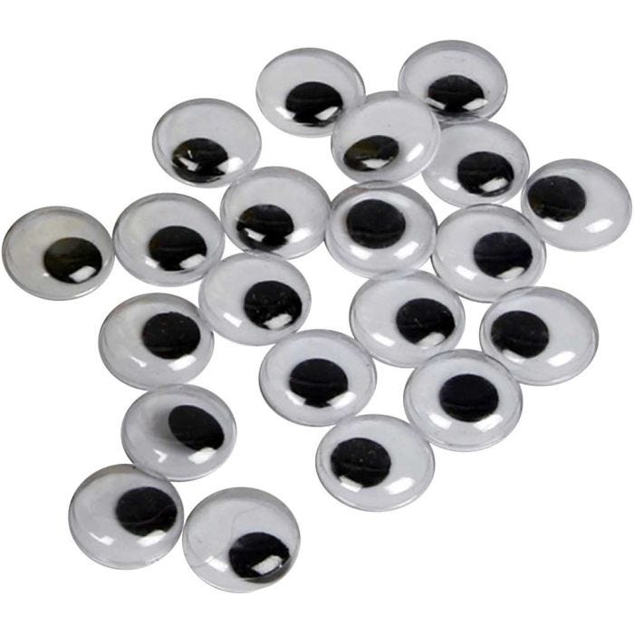 Wiggly Eyes, not sticky, dia. 14 mm, 30 pc/ 1 pack