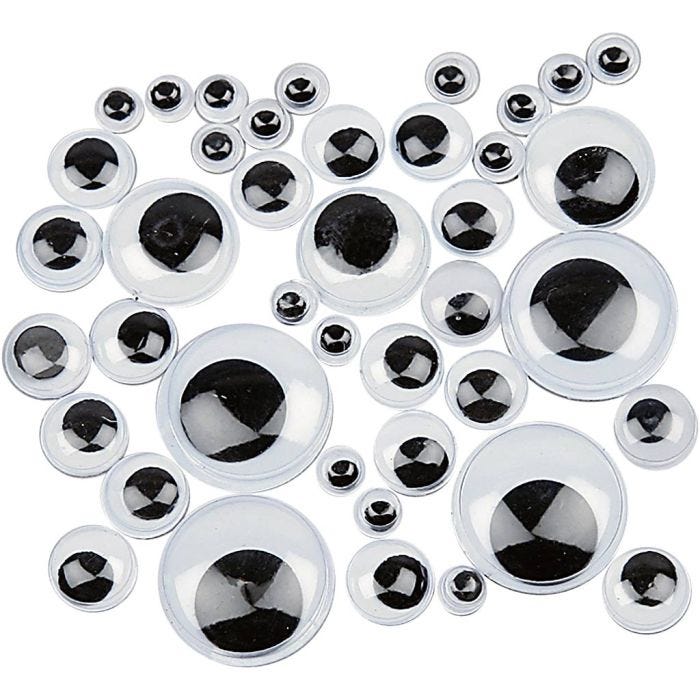 Wiggly eyes, self-adhesive, dia. 6-20 mm, 1100 asstd./ 1 pack