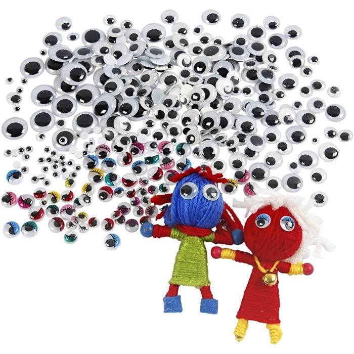 Wiggly Eyes, dia. 4-20 mm, 1700 pc/ 1 pack