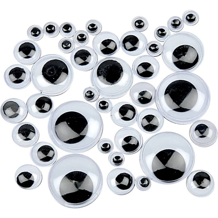 Wiggly Eyes, non-adhesive, dia. 6-20 mm, 1000 asstd./ 1 pack