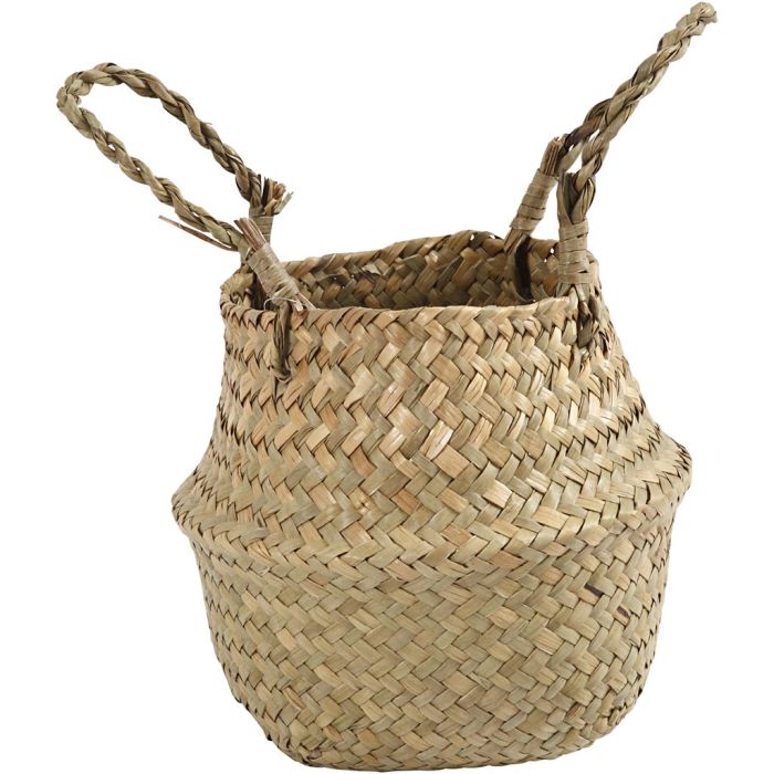 Seagrass basket, H: 11/19 cm, dia. 20 cm, 1 pc