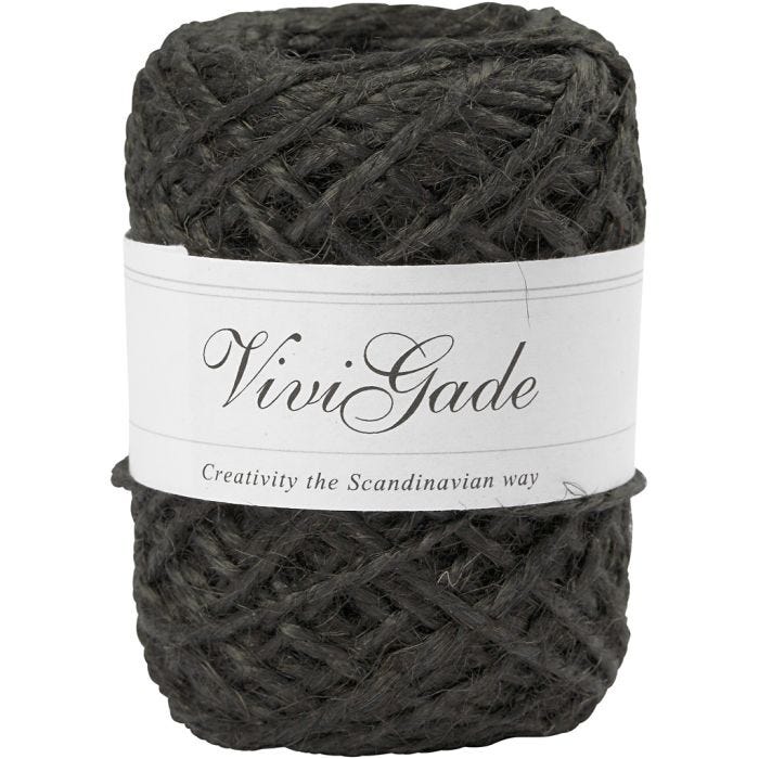 Natural Hemp, thickness 1-2 mm, black, 30 m/ 1 roll